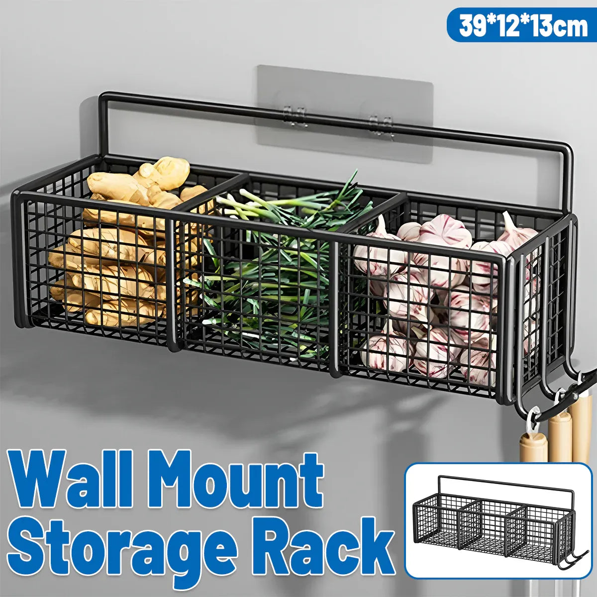 Wall Mount Storage Rack Kitchen Spice Racks Condiment Basket Bathroom Organizer